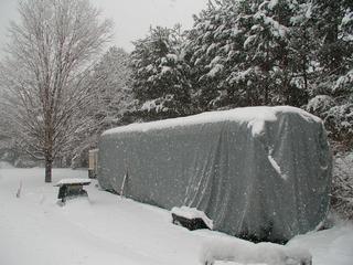 bus covered in snow